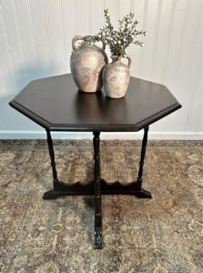 Antique Octagonal Tuscany Black Walnut Side Coffee End Table