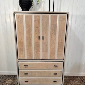 VTG American of Martinsville Arched Burl Wood Armoire Tall Boy Dresser