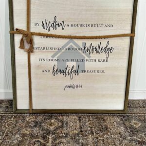 Wood Bible Scripture Wall Art Proverbs 24:3-4 Country Cottage Farmhouse 32"x32"