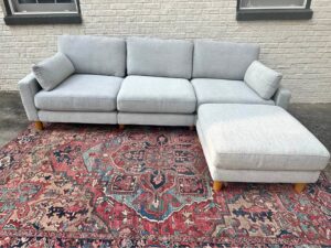 Burrow Union 3 Seat Sofa Sectional Crushed Gray Performance Chenille Ottoman/Chaise Brand New!