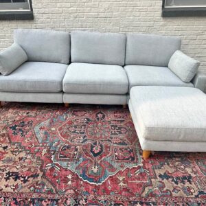 Burrow Union 3 Seat Sofa Sectional Crushed Gray Performance Chenille Ottoman/Chaise Brand New!