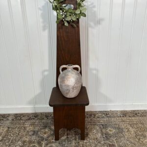VTG Wood Stool Bench Chair Time Out Child’s Chair Tall Back Primitive Rustic Cottage