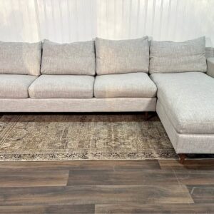 Interior Define Sloan 4-Seat Chaise Sectional Wheat Cross Weave Fabric Down Sofa
