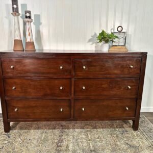 Bassett Dresser Long Dovetail Drawers Dark Wood 6 Drawer